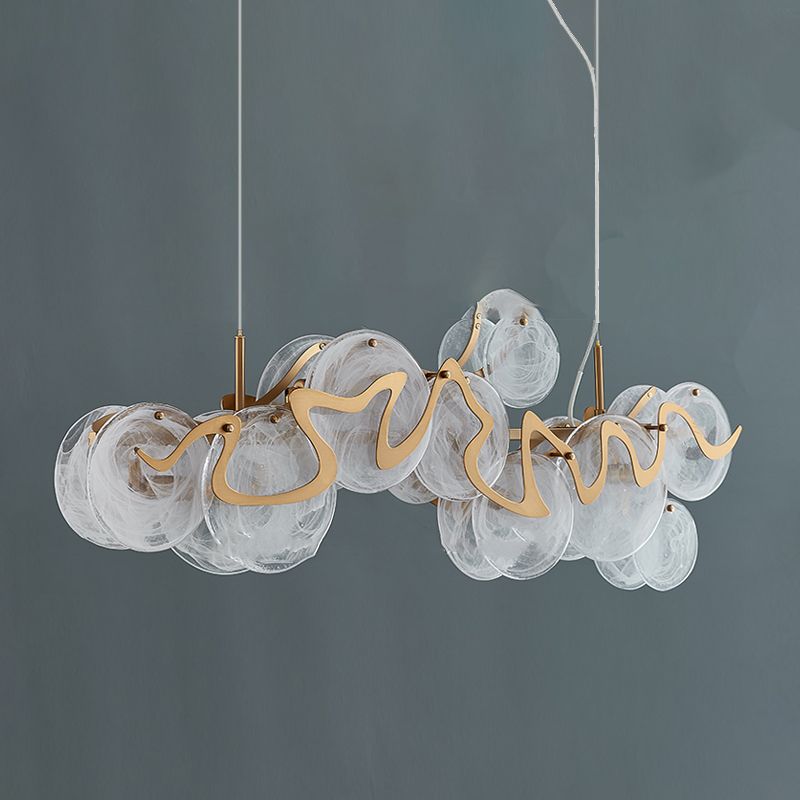 7-Light Unique Shaped Island Light Fixtures Modernism Glass Island Pendant Lights