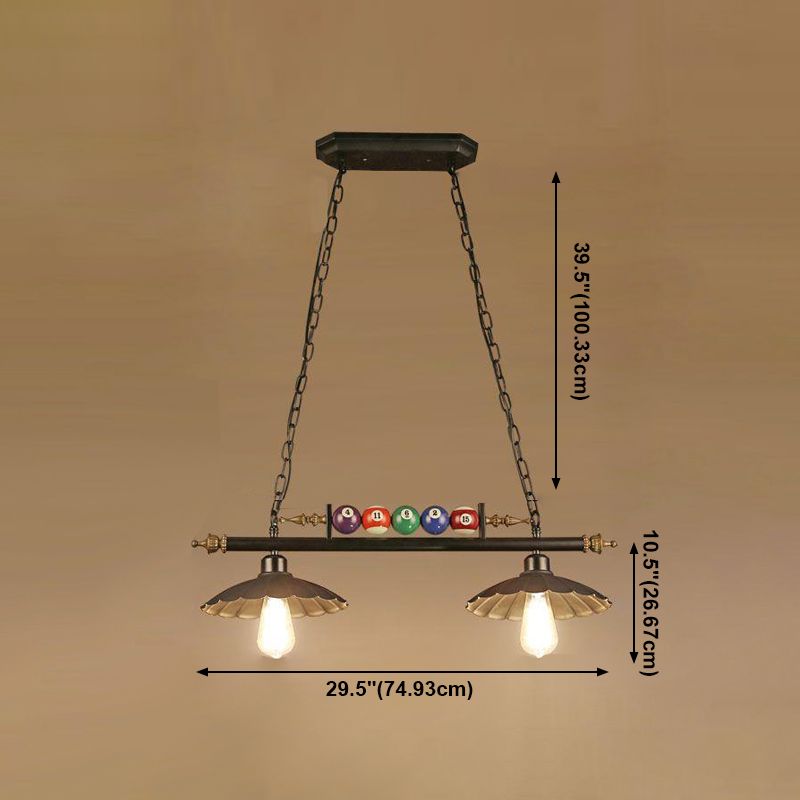 Luces de araña de araña de isla ligera de isla de estilo industrial en negro para restaurante