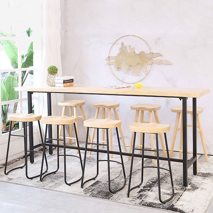 Industrial Rectangle Solid Wood Bar Table Set 1/5/9 Pieces Counter Table with Stools