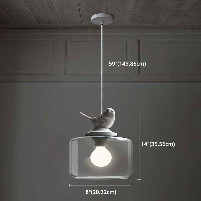 Drum Pendant Light Fixture Contemporary Style Glass Restaurant Ceiling Pendant Light in White