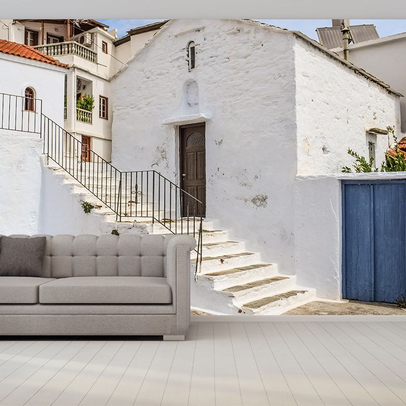 Contemporary Stairs Architecture Mural Wallpaper Stain Resistant for Bedroom