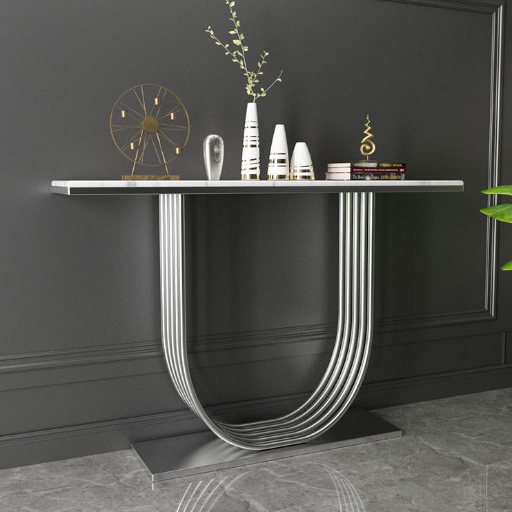 Glam Marble Console Table Rectangle Console Accent Table for Hall