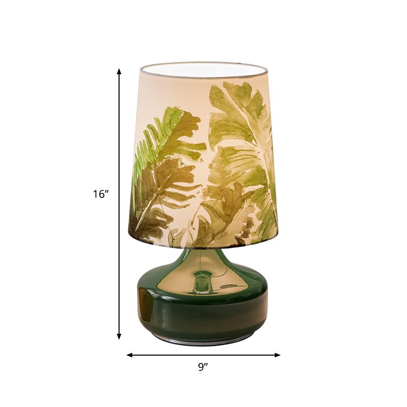Nordic Barrel Night lampe Tabillard Single Hier-Chadom Table Light With Feuilles Modèles en vert