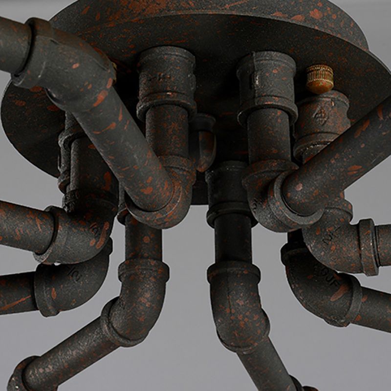 Lámpara de techo de 4/6/8 bombillas, accesorio de iluminación semiempotrado de tubo trenzado de Metal para granja, negro/bronce, para restaurante