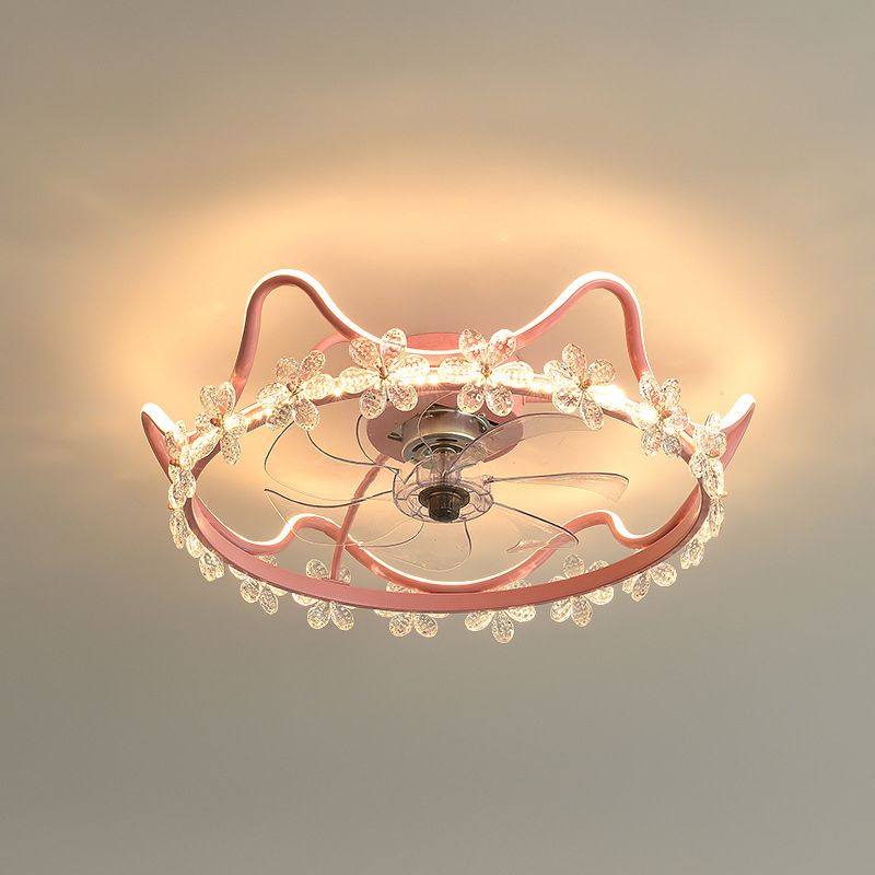 Ventilador LED de Crystal LED Light Children Style Semi Flush Mount Lighture para dormitorio