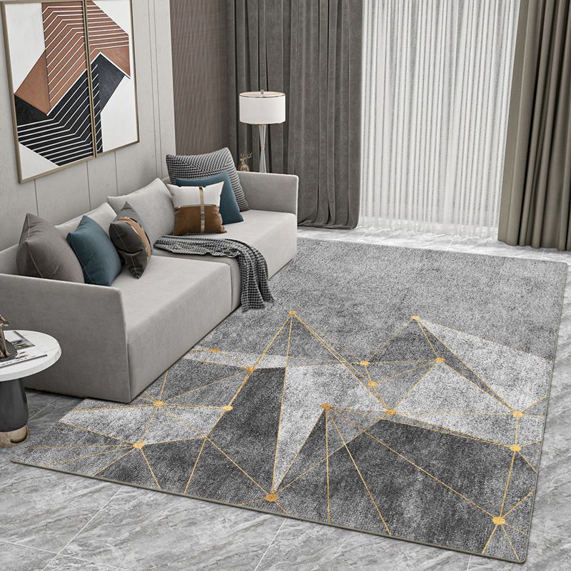 Gray Tone Gorgeous Rug Leisure Contrast Panel Carpet Stain Resistant Carpet for Living Room