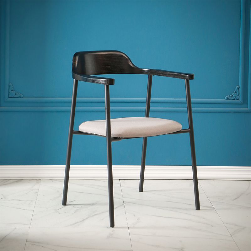 Modern Style Metal Arm Chair Open Back Indoor Dining Chair (Set of 2)