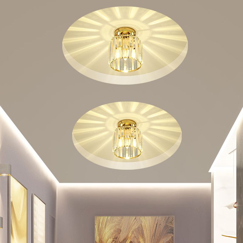 Modern Crystal Ceiling Lamp Geometric Flush Mount Light Fixture for Bedroom