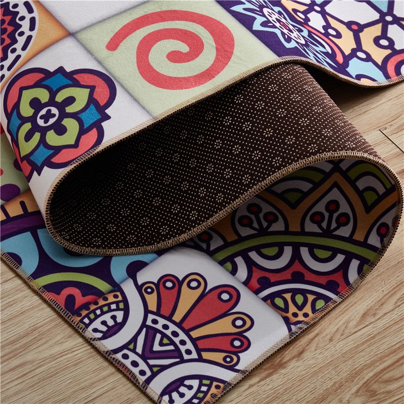 Tapis marocain Mandala Patchwork tapis polyester multicolo-couleur tapis lavable de machine antidérapante pour animaux de compagnie pour une grande salle