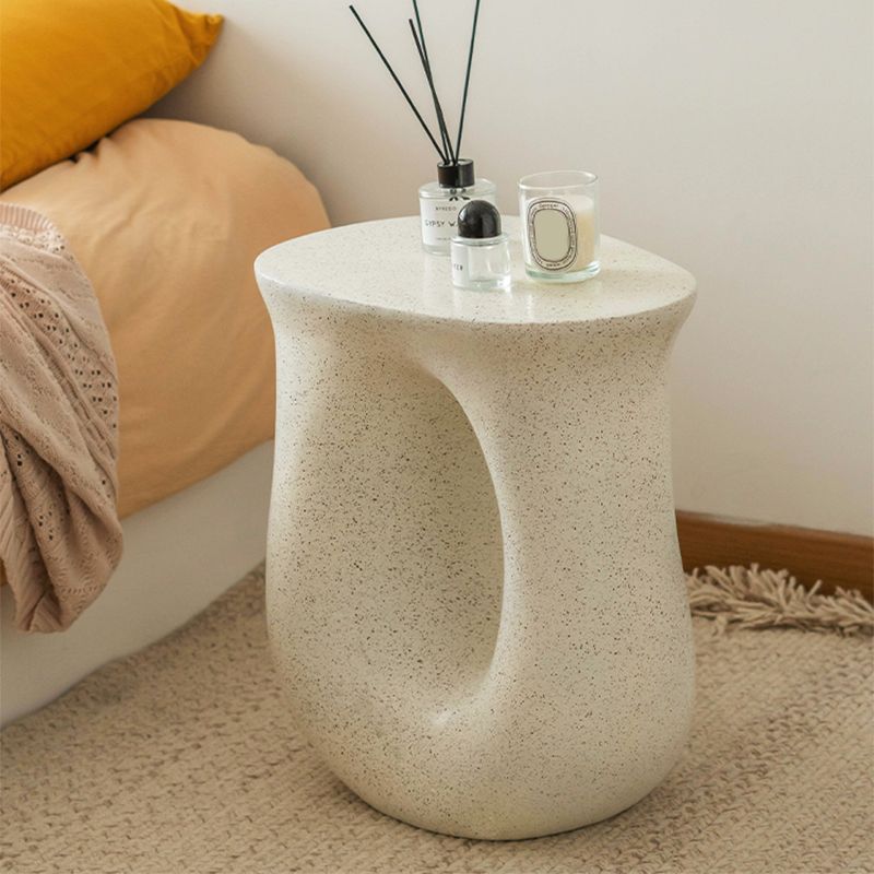 12" Wide Contemporary Corner Table White Concrete Accent Side Table