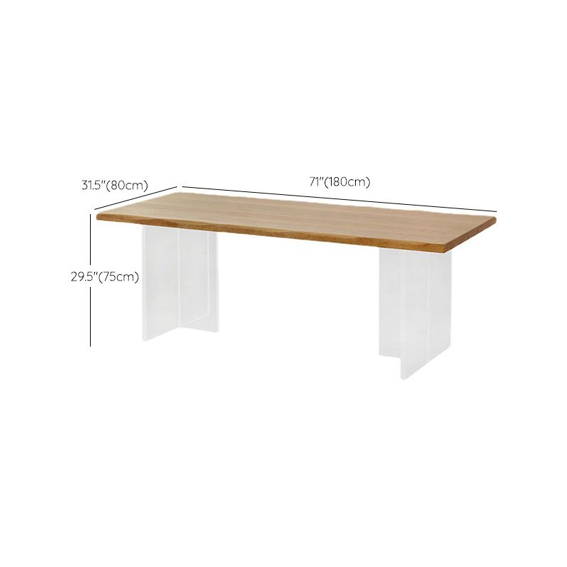 Rectangle Acrylic Base Dining Table Modern Pine Wood Table for Dining