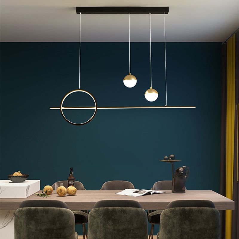 Linear Island Pendant Contemporary Metal 4 Lights Hanging Light