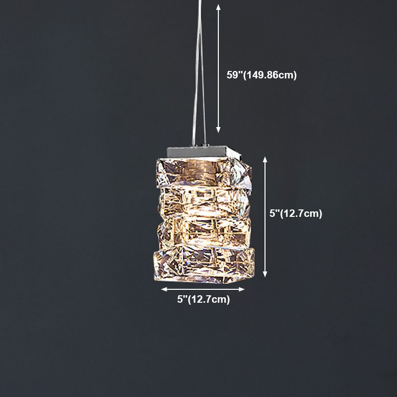 1 lumière suspension géométrique Pendant style moderne Crystal Plafond plafond