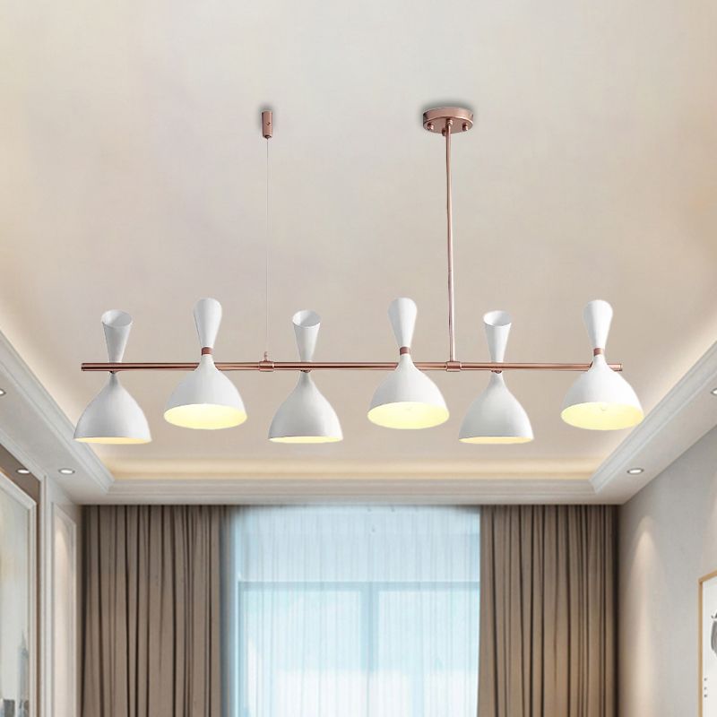 Corna di corno metallico Isola Light Dining Room 4/6 Luci lampadario a sospeso nordico in nero/bianco