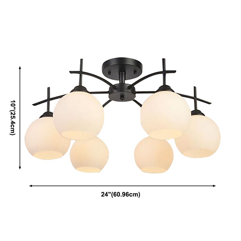 Moderne semi-inbouwlamp, eenvoudige plafondlamp met glazen kap voor salon