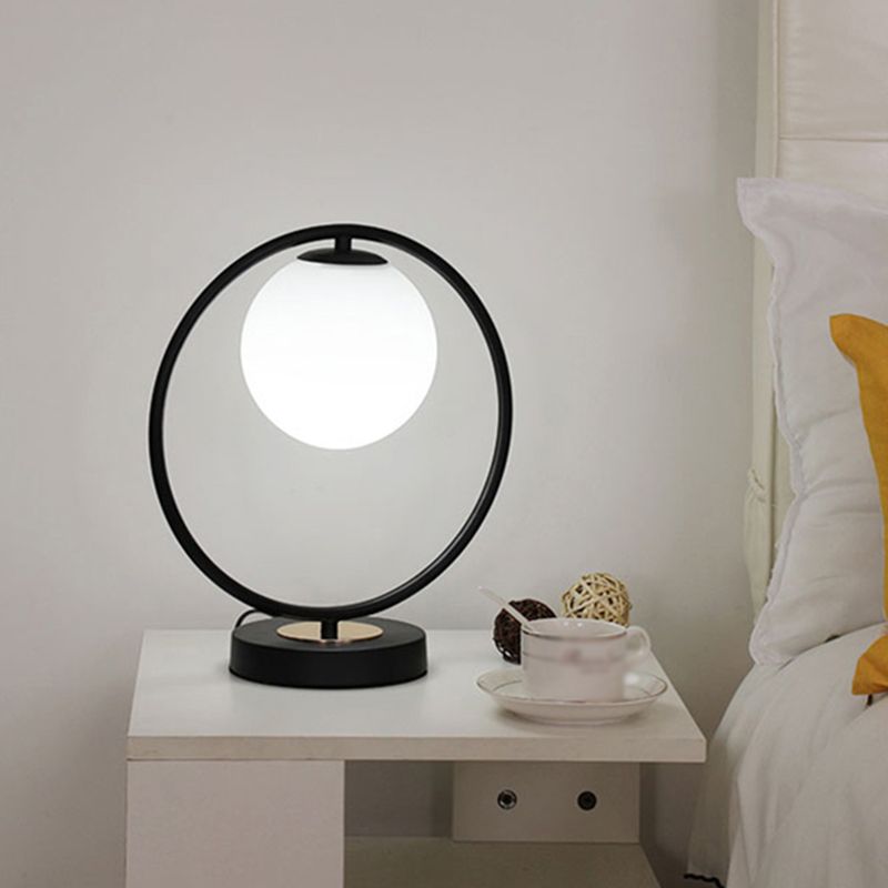 Milk Glass Spherical Night Stand Light Nordic 1 Head Table Light for Bedroom