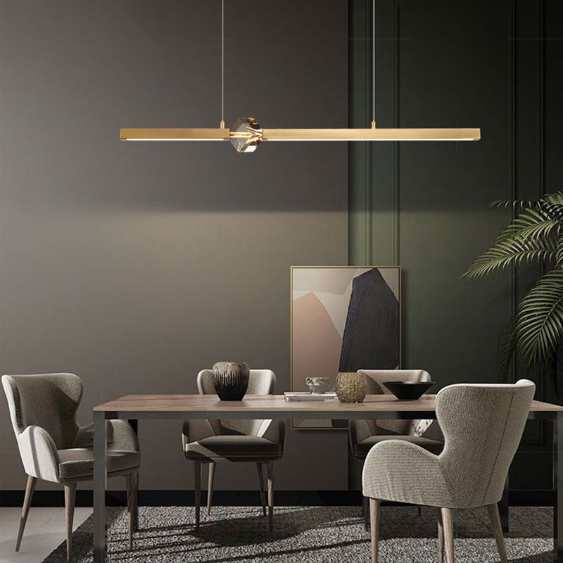 Lámpara moderna lámpara de lámpara de luz de metal lineal con cristal