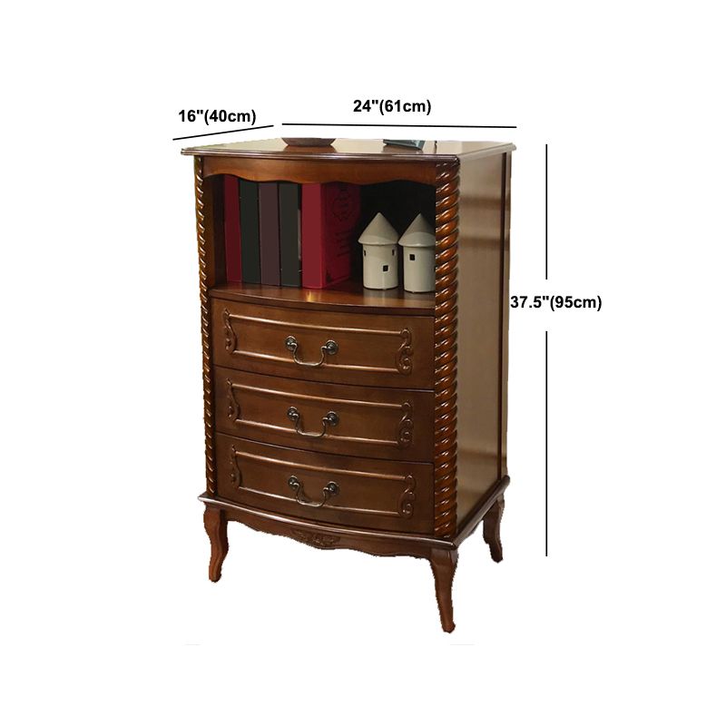 37.4'"Tall Brown Wooden Chest, Rectangle Accent Cabinet with Drawers