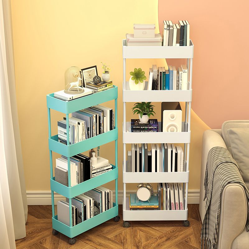 Contemporary Style Bookshelf Home Office Bookcase with Casters