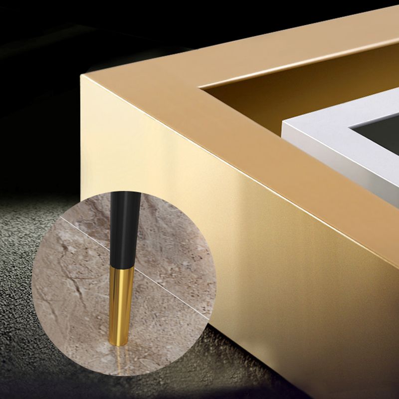 Modern Style Marble Table with White Table and 4 Black Legs Base for Home Use