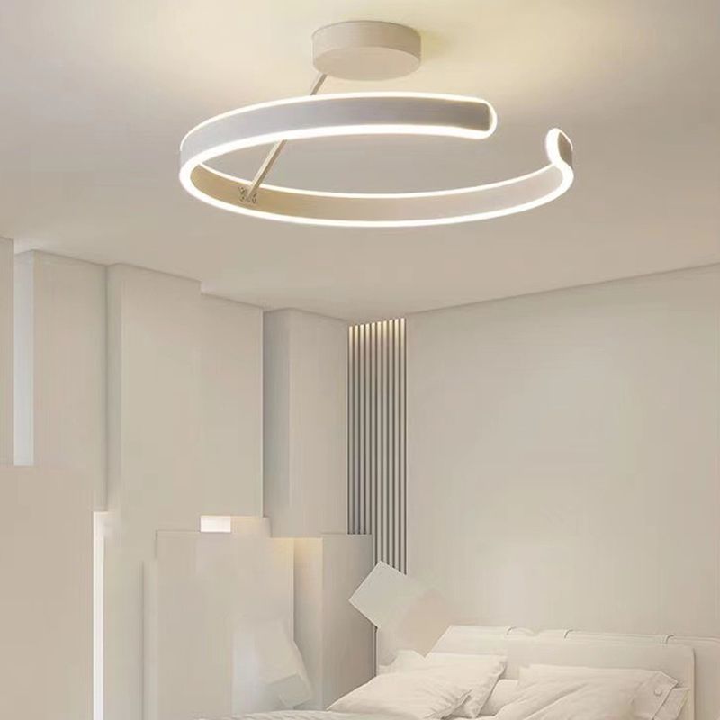 Metal Geometric Semi Flush Mount Fixture Modern Semi Flush Light Fixture in White