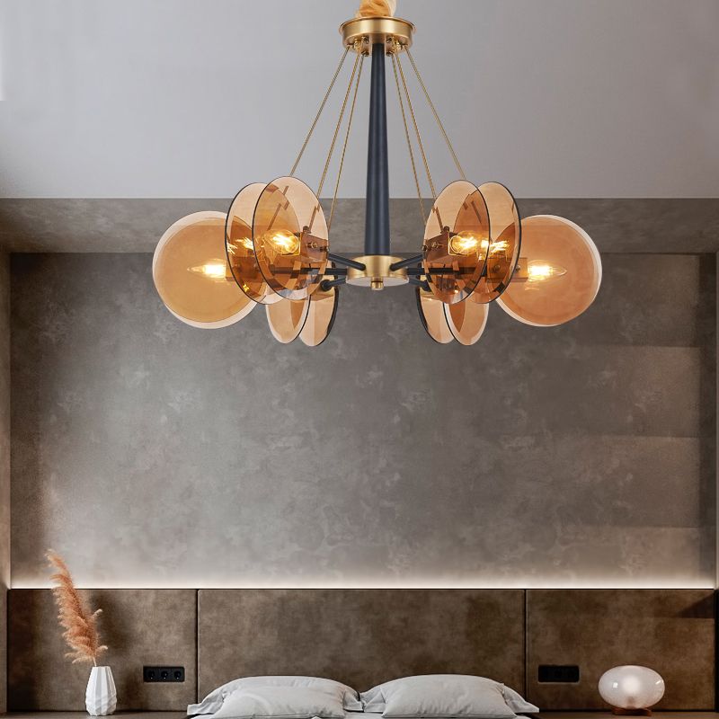 Contemporary Ceiling Hung Fixture Circle Glass Down Lighting Pendant for Living Room