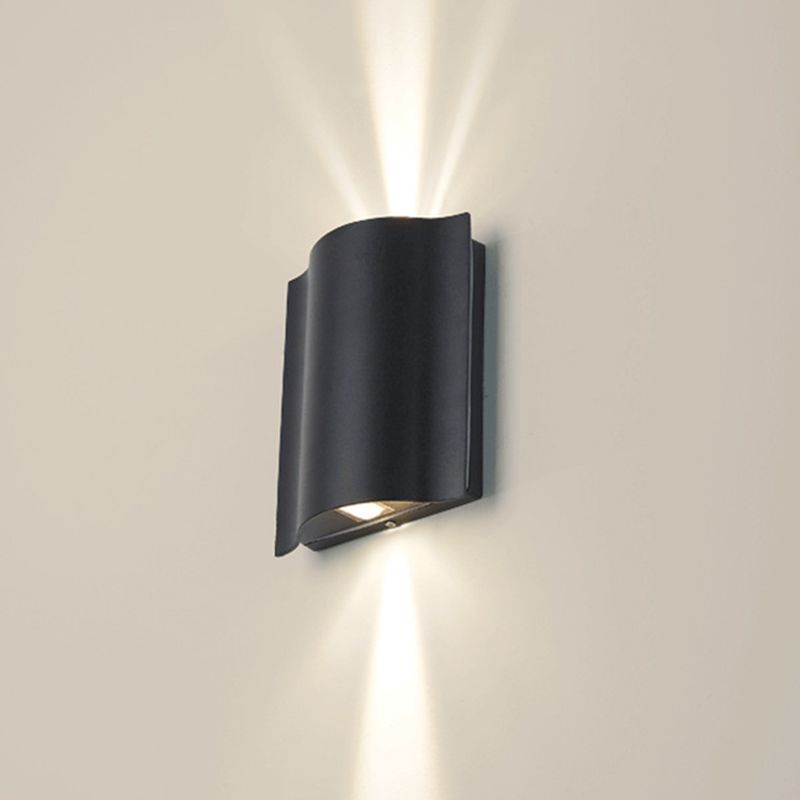 2/4/6-licht Patio LED SCONCE LAMP MODERNE ZWART BLACK MOUNT Wandlicht met golvende metalen schaduw, warm/wit licht