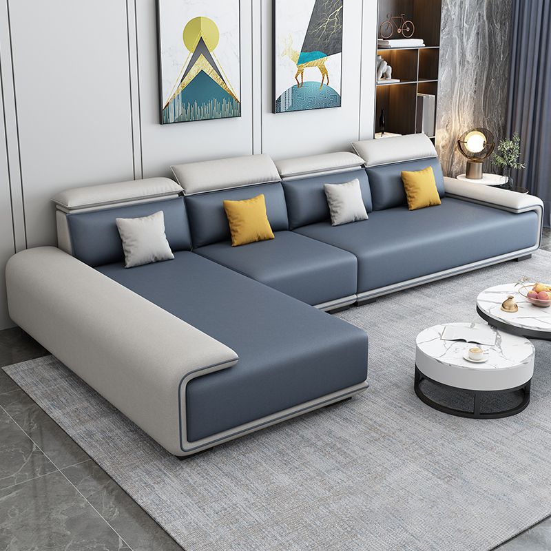 30.3"H Modern Faux Leather Square Arm Sofa & Chaise for Living Room