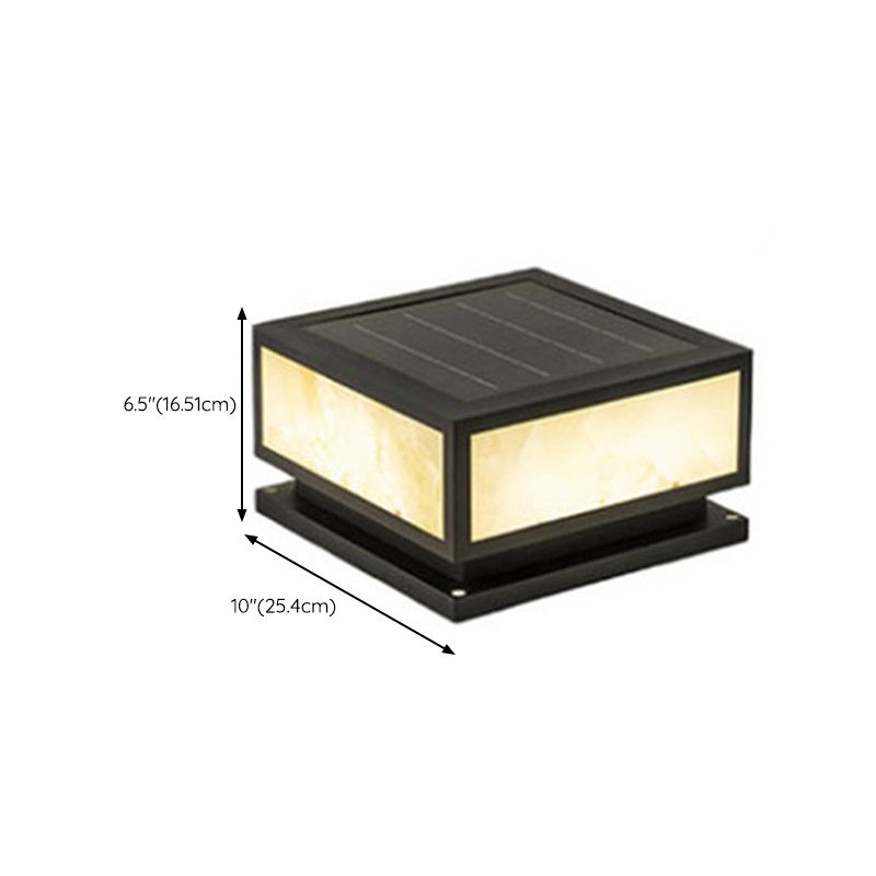 Modern Pillar Lighting Fixture Geometric LED Solar Lamp for Garden