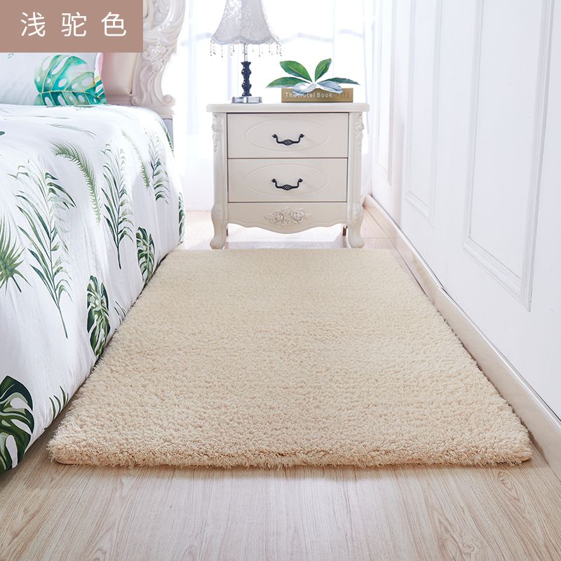 Casual Solid Rug Polyester Indoor Carpet Non-Slip Backing Shag Area Carpet for Living Room