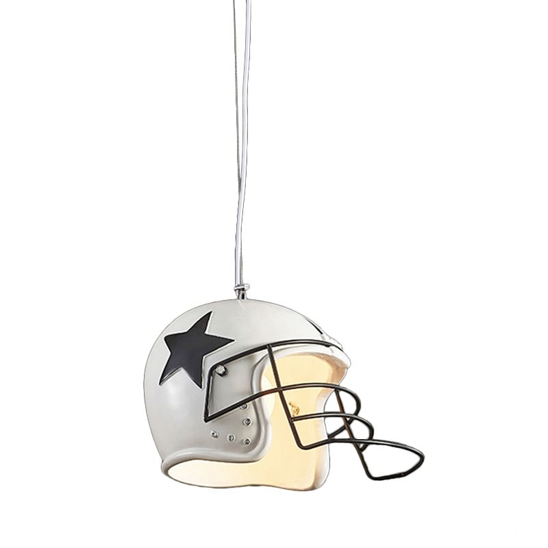 Helmet Pendant Decorative Resin 1-Head Red/White Hanging Ceiling Light for Restaurant