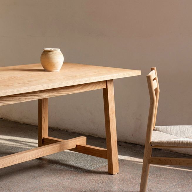 Mesa de madera moderna para mesa de comedor rectangular de restaurantes con base de caballete