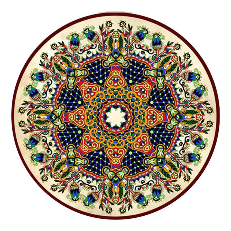 Apricot Flower Carpet Polyester Moroccan Carpet Washable Carpet for Living Room