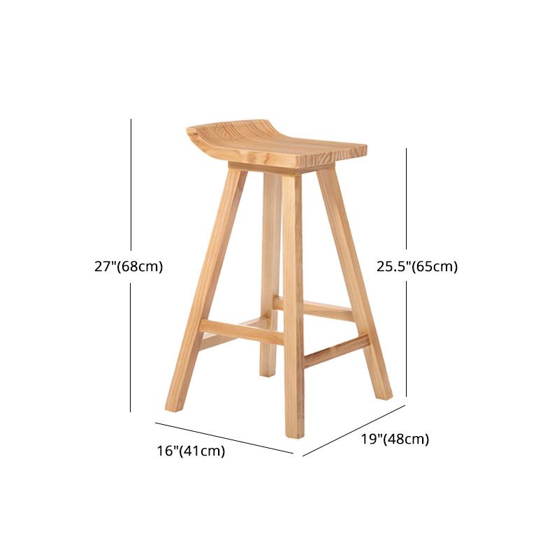 Contemporary Solid Wood Barstool Bristol Bar Stool with Footrest and Backless