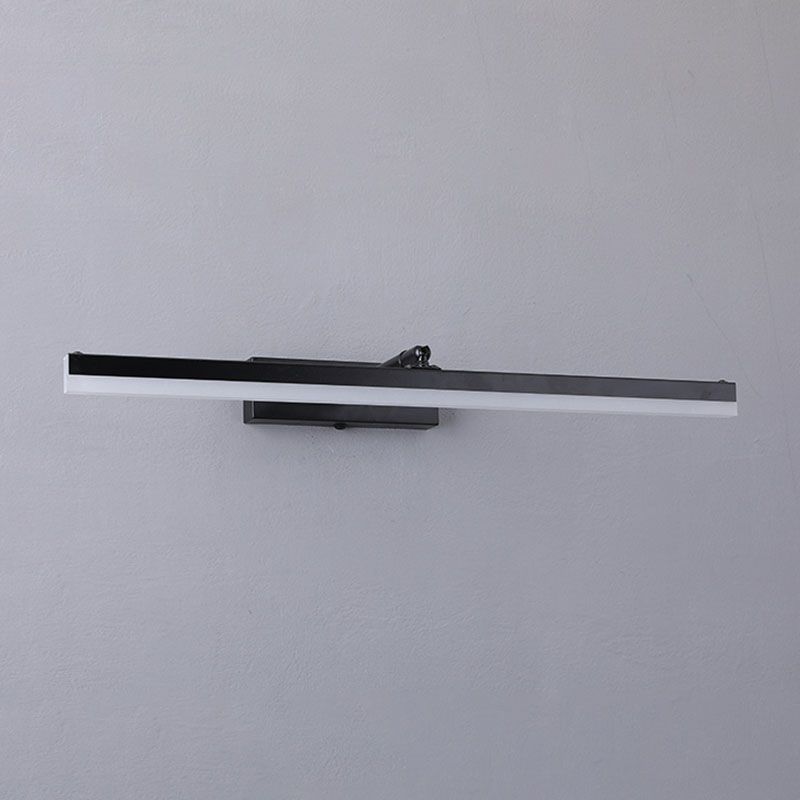 Metal Linear Wall Sconce Modern 1 Light Swing Arm Mirror Wall Mount Light Fixture in Black