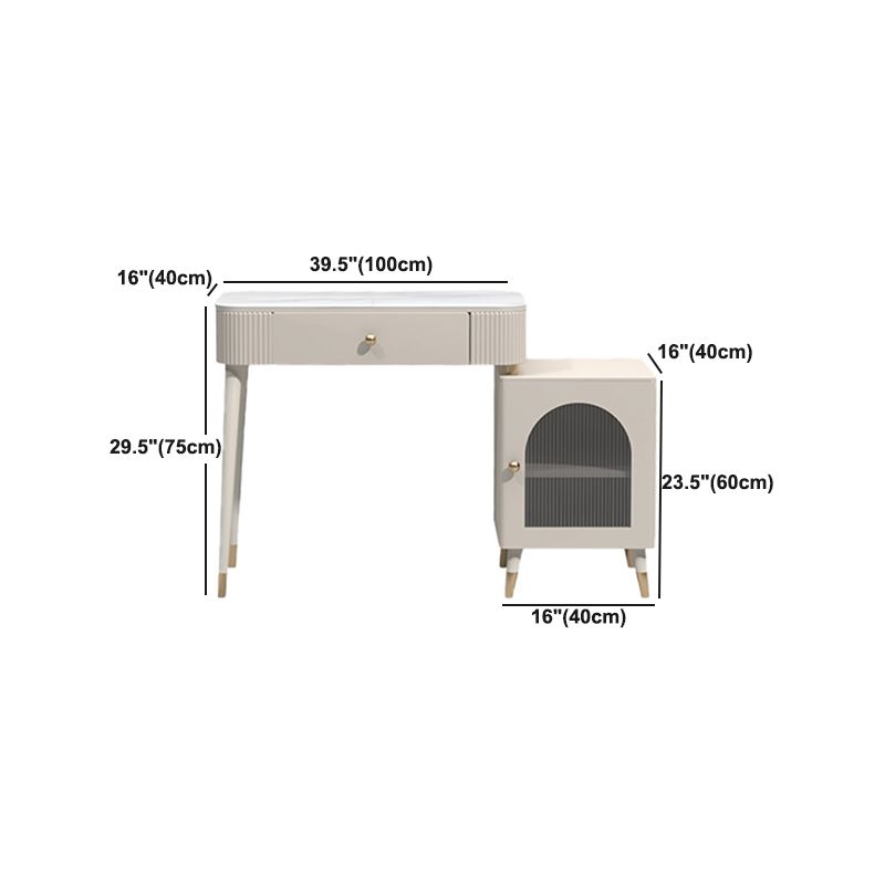 Contemporary Metal Vanity with Glass Accent Vanity Set with Stool