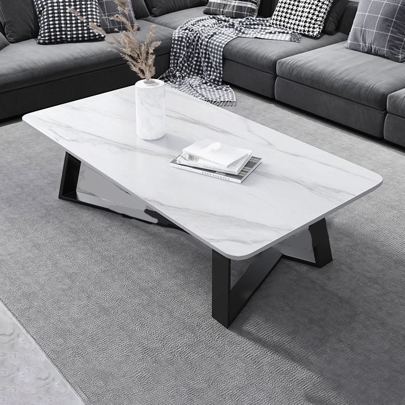 17"H Contemporary Coffee Table Single Slate Coffee Cocktail Table