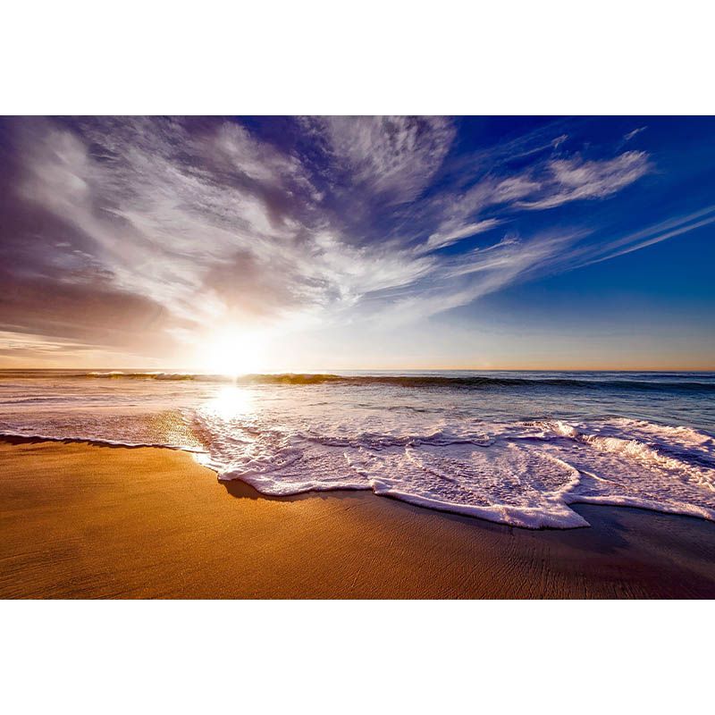 Environmental Moisture Resistant Wallpaper Living Room Sea Print Photography