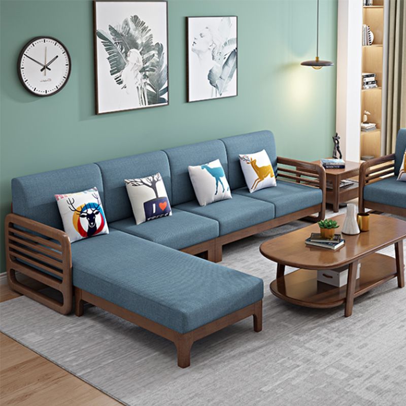 Nordic Fabric Sofa Chaise Living Room Square Arm Cushions Sofa Bed