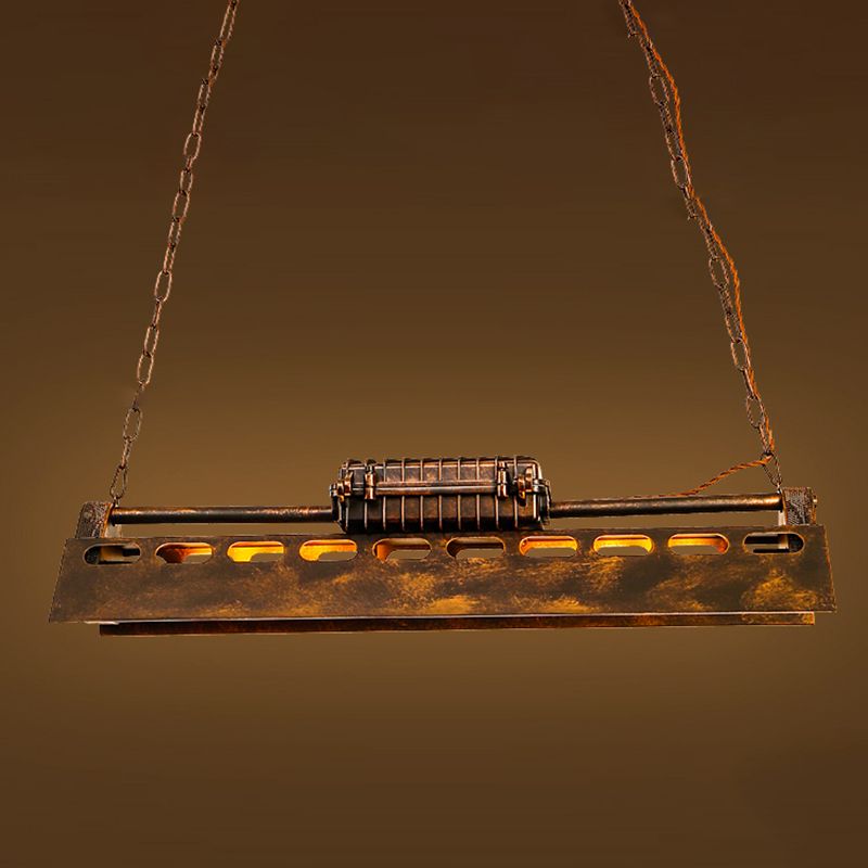 Antique Bronze Iron Linear Island Ceiling Lights Industrial Hanging Lights for Dining Room