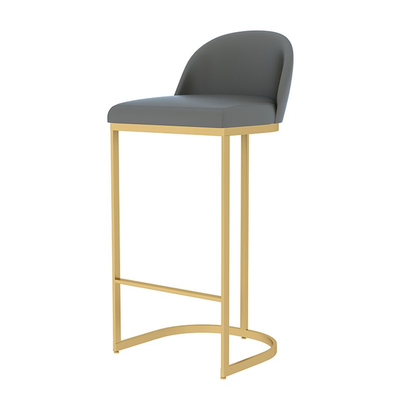 Modern Backrest Armless Counter Stool Iron Dining Room Bar Stool with Pedal and Cushion