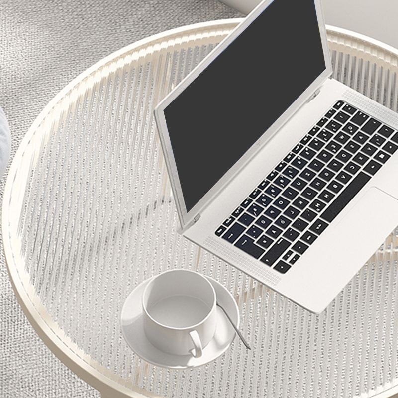 Contemporary Glass 3 Legs Coffee Table with Round Top Bunching Tables