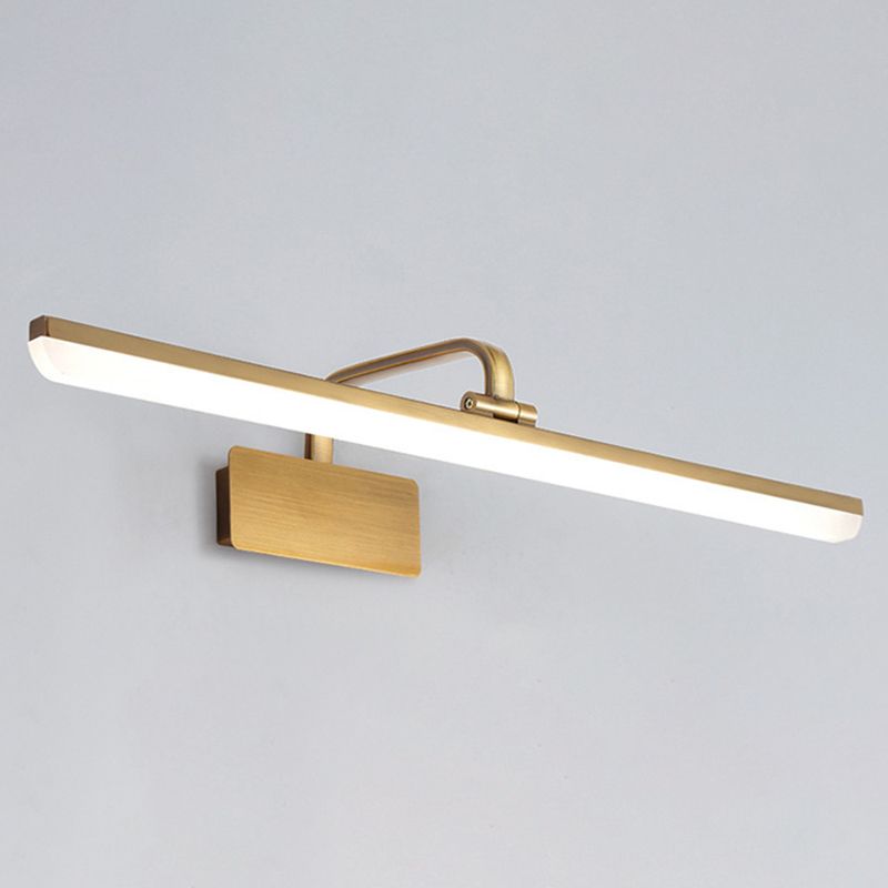 Metal Linear Shape Mirror Wall Light Modern 1 Light Mirror Wall Mount Fixture in Brass