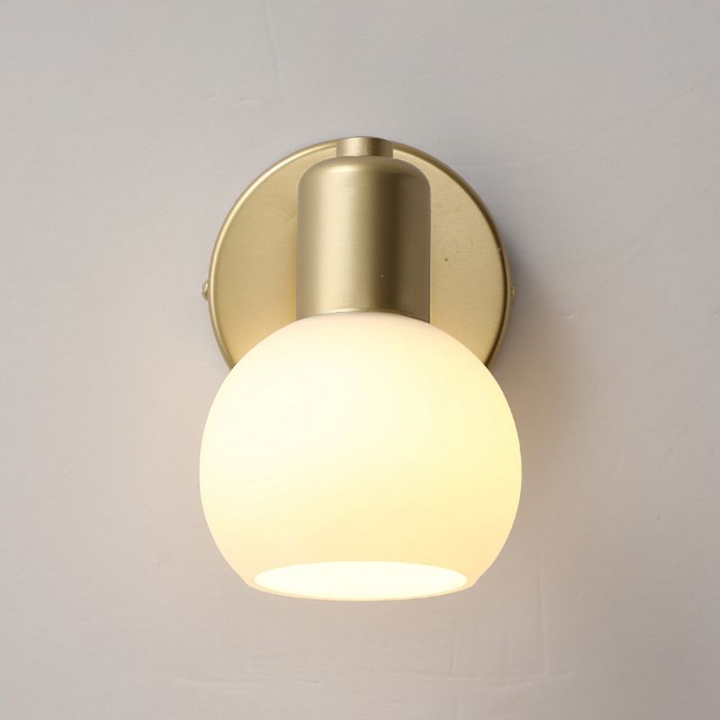 Minimalist Style Wall Mounted Light Fixture White Ball Wall Sconce Light with Glass Shade