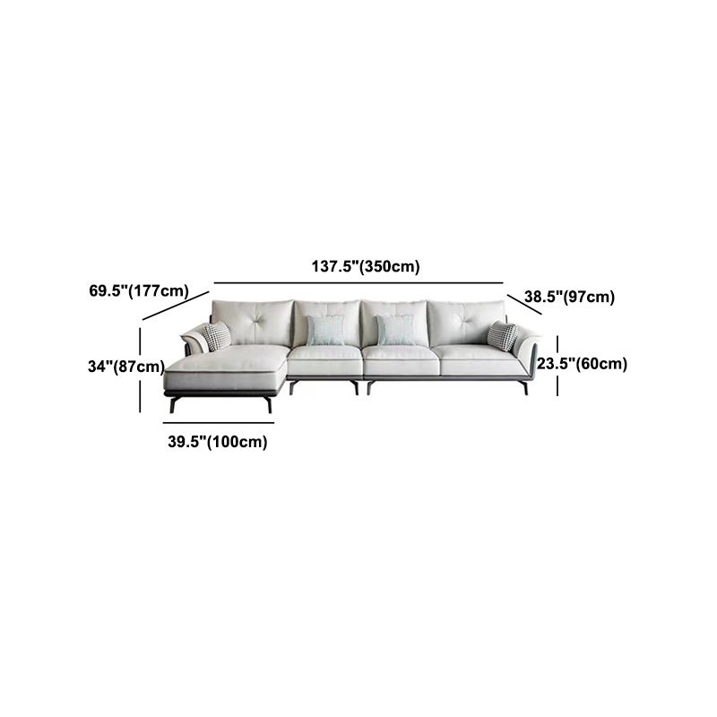Black 4-seat Flared Arm Sectional Pillow Back Stain-resistant Sectional
