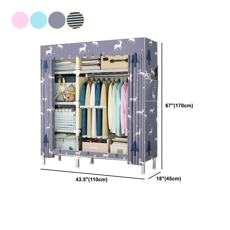 Contemporary Wardrobe Metal 1-Door Wardrobe Closet for Bedroom