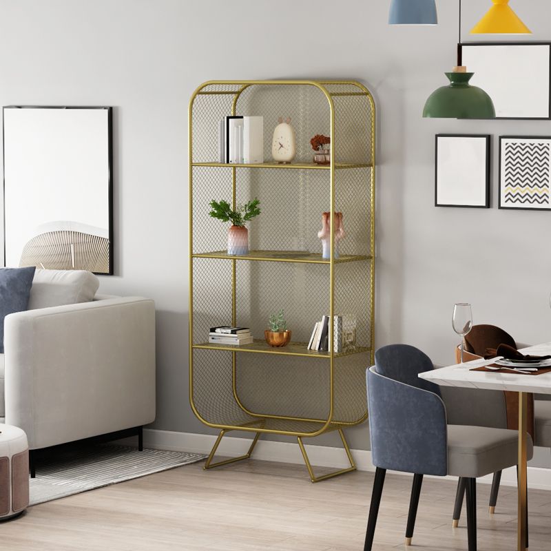 Glam Metal Bookshelf Standard Book Shelf for Home Office 11.8" Wide