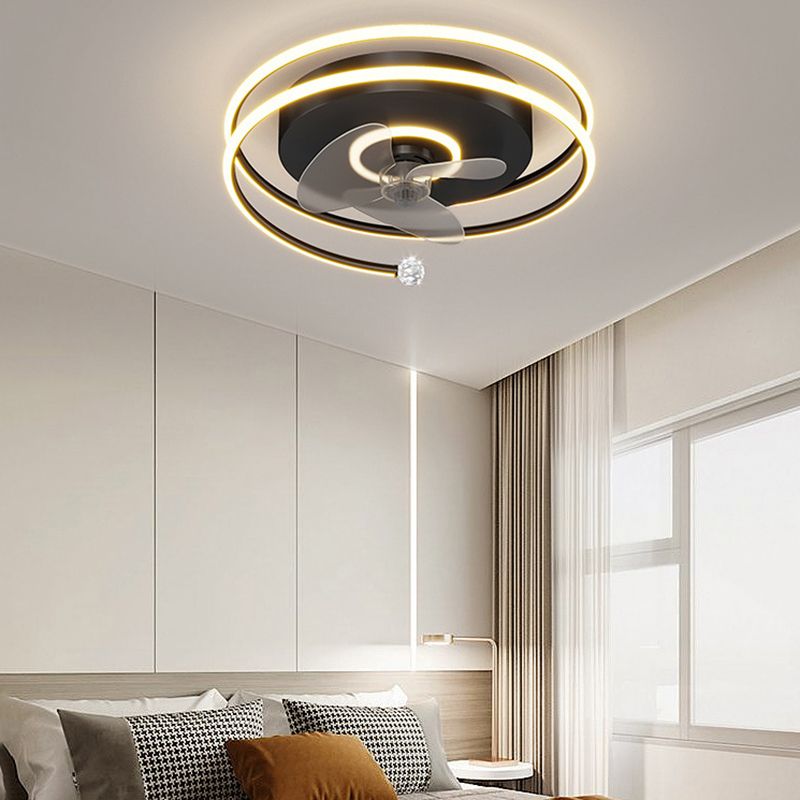 3-Blade LED Fan with Light Modern Black/Golden Ceiling Fan for Foyer