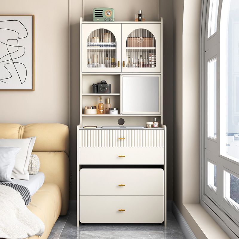 Modern Wooden Mirror Bedroom With Drawer With Stool Dressing Table