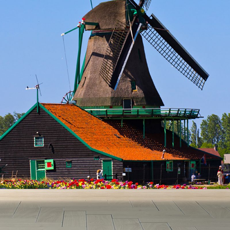 Whole Windmill View Mural Wallpaper for Wall Decor Contemporary Girls Room Wall Art